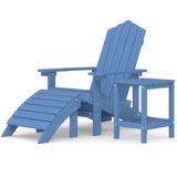 VidaXL Tuinstoel Adirondack met voetenbank en tafel HDPE aquablauw