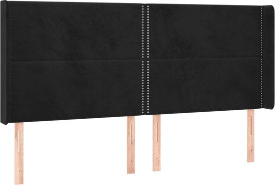VidaXL Hoofdeind & Voeteind Zwart 203x16x118/128 cm Fluweel