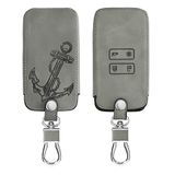 kwmobile autosleutelhoes geschikt voor Renault 4-knops Smartkey autosleutel (alleen Keyless Go) - beschermhoes van imitatieleer - Vintage Anker design - grijs