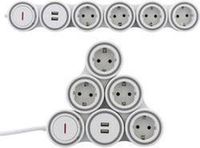 REV 0015508115 SupraFlex, stekkerdoos flexibel 4-voudig, 2 x USB, 1,4 m, wit
