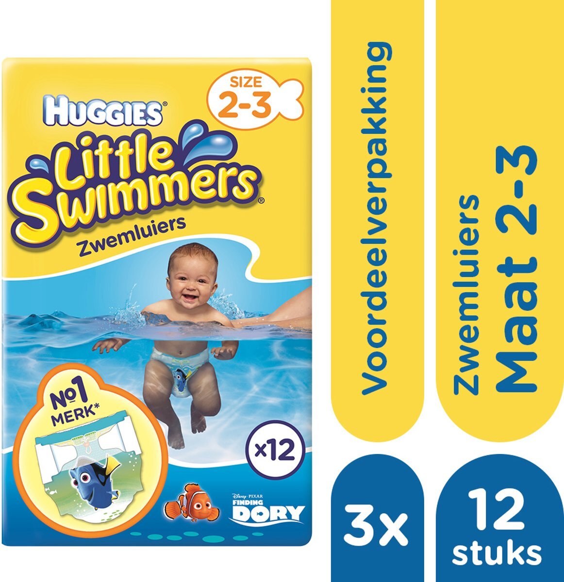 Huggies Little Swimmers mt 2 3 3 x 12 stuks Zwemluiers Voordeelverpakking