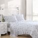Laura Ashley Home - Queensize lakens, zachte satijnen katoenen beddengoedset - Slank, glad en ademend woondecoratie (Garden Muse Blue, 4 stuks, Queen)