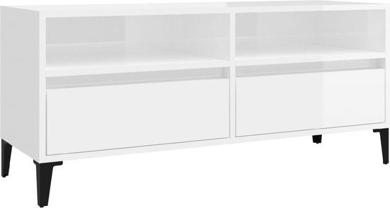 vidaXL Tv-meubel 100x34,5x44,5 cm bewerkt hout hoogglans wit