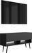 3xE living Meuble TV 100 cm, noir mat, pieds inclinés noirs, LED blanche