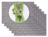 Merkloos Solidchoice - 6-delige grijze vilt placemat set, modern en wasbaar