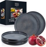 Moritz & Moritz SOLID 4-delige Dessertborden Set - Antraciet - Aardewerk Borden voor 4 Persoons - 21cm