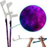 My Add On myCover Purple Space - 2 stuks - Trendy hoes voor krukken en wandelstokken, past op elke kruk of wandelstok, elastische stof, wasbaar 30°C, verschillende patronen - Excl. Kruk