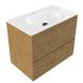 Saniclass Badkamermeubelset - 80x45x61.5cm - Flow solid surface wastafel wit - 1 wasbak - 1 kraangat - 2 lades - mat eiken natural (hout) SW1420801/SW1174114