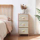 en.casa Ladekast Maldon met stoffen lades 79x37x35 cm naturel en beige