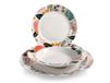 H&H Peony Tafelservies, 18-delig, van versierd porselein, platte borden en fruitborden, vaatwasmachinebestendig, magnetronbestendig, elegantie en stijl voor de tafel