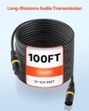 Vevor XLR-Kabel 30,48 M, 2-Pack, Gebalanceerde DMX-Microfoonkabels (Mannelijk Naar Vrouwelijk), Vergulde 3-Pins XLR-Microfoon-Luidsprekerkabels, voor Podiumverlichting, Microfoons, Versterkers, Mixers