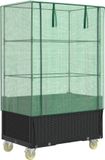 vidaXL Plantenbak verhoogd met hoes en wielen 80x50x182 cm rattanlook