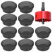 Set de 10 passe-câbles pour tables, 80 mm, avec scie cloche, noir