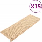 vidaXL Trapmatten zelfklevend 15 st sisal-look 65x21x4 cm lichtbeige