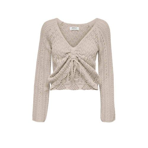 ONLY ONLNOLA Knitted Top with Intricate Pattern - Beige