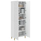 vidaXL Kast - Set - 2 - st - Hoogglans - Wit - Bewerkt - hout