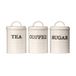 Premier Brands of America Premier Housewares Sketch Thee/Koffie/Suikerjerrycan, crèmekleurig, 3 stuks, gepoedercoat metaal, room, 10x10x15