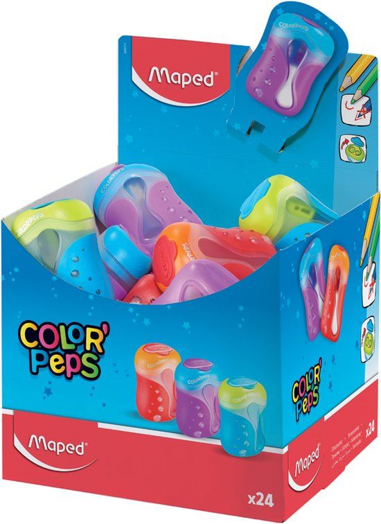 Maped 043111 2, Handmatige puntenslijper, Blauw, Oranje, Paars, Displaydoos, 24 stuk(s)