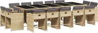 vidaXL 15-delige Tuinset met Kussens Poly Rattan Gemengd Beige