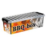 Sunware Q-line BBQ Box 9,5L – 48,5x19x14,7cm – Metaal Zwart – Met Inzet – Opbergbox