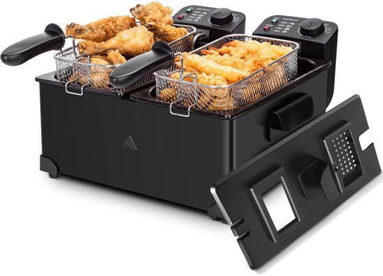 Aigostar Feast 30VDW - Dubbele frituurpan - 2x3 liter - Zwart