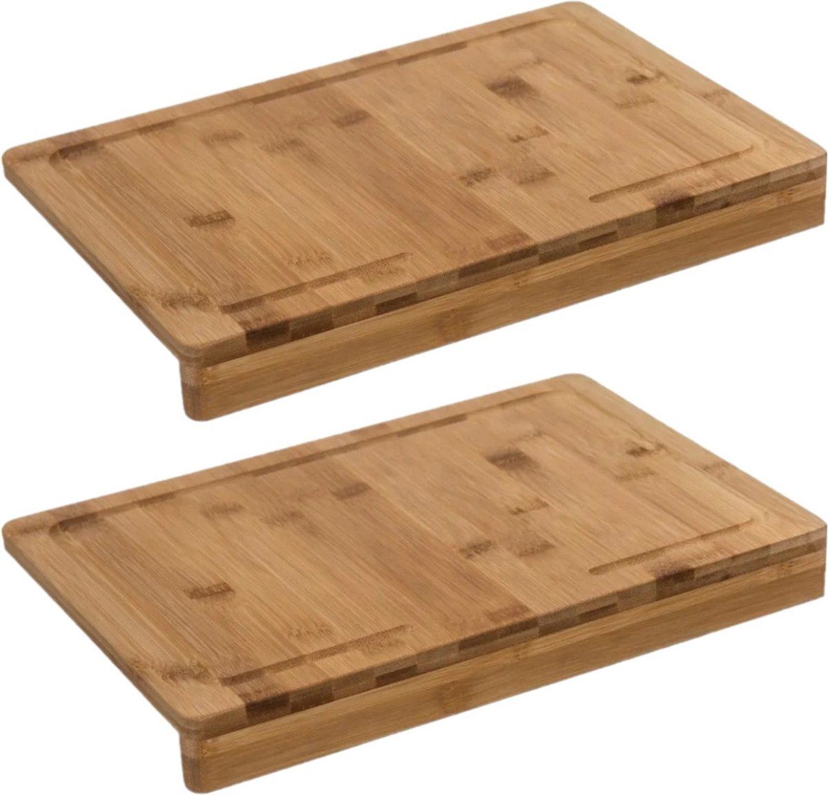 5five 2x Snijplank met stoprand 45 x 34 cm - Bamboe - Bruin