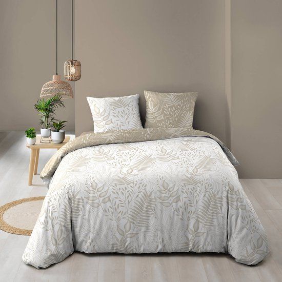 Douceur d'intérieur CASSIA beddengoed set 240 x 220 cm katoen natuurprint beige