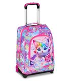 SJ GANG STYLE JAM GANG Trolley voor school, fuchsia, 2-in-1, dubbel gebruik, trolley en rugzak, rugzak voor de basisschool, meisjes, Fuchsia, Eén maat, modern