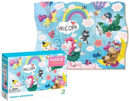 DoDo Toys - Unicorn Puzzel 3+ - 30 stukjes - 20x27 cm - Unicorn Speelgoed 3+ - Eenhoorn Kinderpuzzel 3 jaar