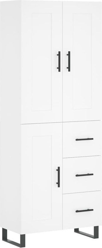 vidaXL Hoge kast 69,5x34x180 cm bewerkt hout wit