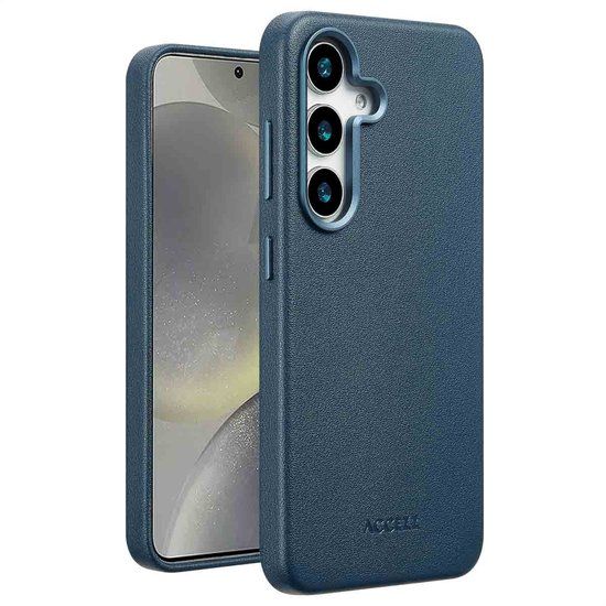 Accezz Hoesje - Geschikt voor Samsung Galaxy S25 - met Magnetische Ring Leather Backcover - Nightfall Blue