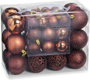 G. Wurm Boules de Noël - set 50x pc - marron - 3,4,6 cm - plastique - décoration de Noël - boules de Noël incassables