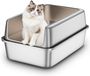 Merkloos Roestvrijstalen kattenbak met afneembare metalen rand, open model, 60 x 40 x 28 cm