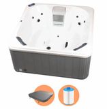 W’eau Skye Luxe Spa - Jacuzzi carré - 4 personnes - 12 jets de massage - Plug & Play - Inclusief couverture et tapis de sol - Noir - 160 cm