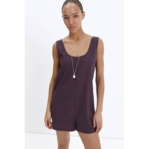 Mango Jumpsuit met Linnen - Paars