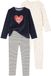 Vertbaudet Set van 2 pyjama's fluweel / velours met hartjes voor meisjes