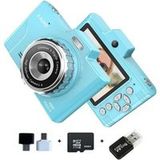 Aiorber Digitale camera met dubbele camera, 4800W, 2,8" IPS-scherm, 8x zoom, 32 GB, met flitser, studentencamera, voor studenten, beginners, blauw