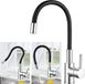 Robinet de cuisine noir, mitigeur avec bras flexible, robinet de cuisine pivotant à 360 degrés, raccord de tuyau d'arrosage, laiton