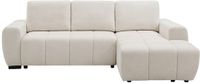 Vente-unique Slaapbank met hoek rechts in beige chenille stof - KOUMALO