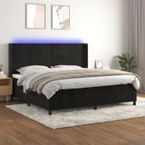 Maison Exclusive - Lit boxspring avec matelas et éclairage LED, noir, 200x200 cm, velours