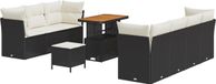 vidaXL Banc de jardin avec coussin et rangement 10 pièces Noir et crème