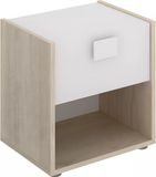 Vente-unique Nachtkastje - 1 lade en 1 nis - Naturel en wit - SONIA