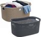Merkloos Set van 2 wasmanden - rotan - gevlochten - zwart / beige - kunststof - 40 liter - 59 x 38 x 27 cm