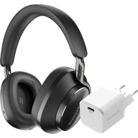 Bowers & Wilkins Px8 Zwart + BlueBuilt Power Delivery Oplader met Usb C Poort 20W Wit