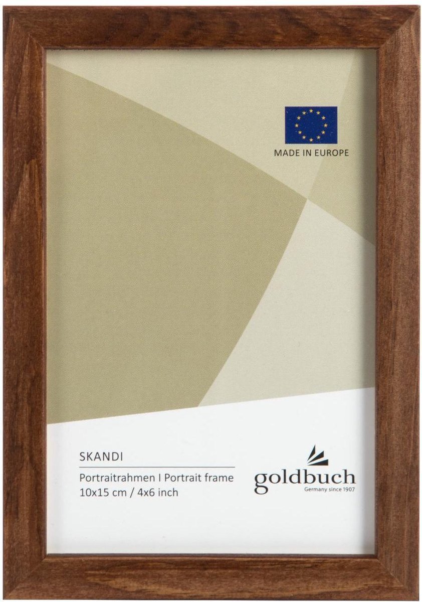 Goldbuch Fotolijst Skandi 10 x 15 cm, enkele lijst van echt hout, portretlijst om neer te zetten, houten frame met muurbeugel, fotolijst, bruin frame