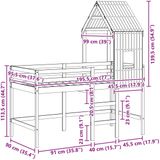 vidaXL Hoogslaper bedframe Wasbruin 90 x 190 cm Massief grenenhout