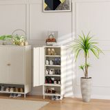 en.casa Schoenenkast Coleraine met open vak 115x43x35 cm cremewit