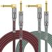 OTraki Gitaar Kabel 3 Meter 2 Stukken Audio Kabel 6.35mm Jack TS Mono Tweed Instrument Kabel L Haaks voor Gitaar Bass Keyboard Effector Microfoon Mixer