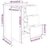 vidaXL Dressoir 60x30x70 cm Bewerkt Hout Betongrijs