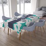Bonamaison Tafelkleed, Anti-Mold, Sneldrogend, Waterdicht, 100% Polyester Tafellaken, Turkoois, wit, 140 x 200 Cm